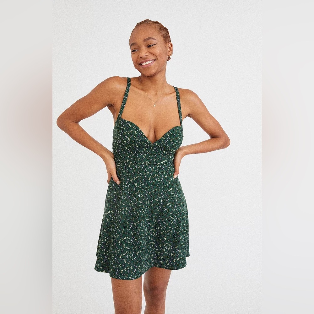 UO Green Marianne Mini Dress